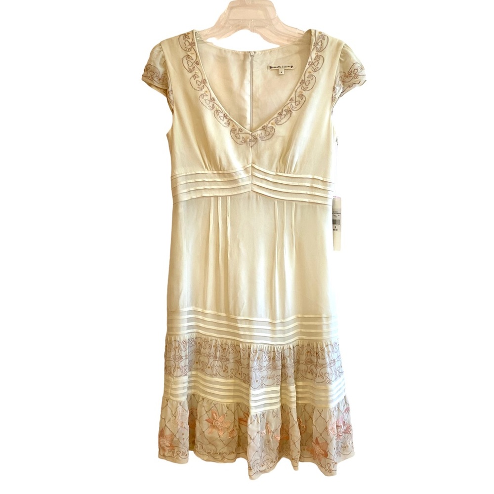 Nanette Lepore Dress Layer Cake Embroidered Ivory Midi Size 8 New With Tags